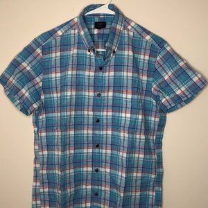 J. Crew Men's Short Sleeve Button Down Plaid Shirt